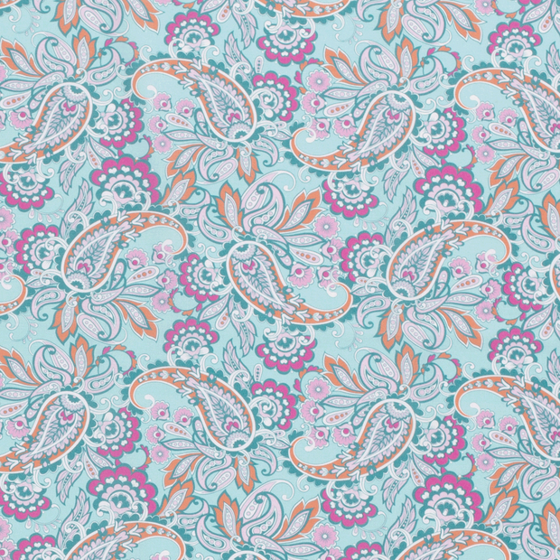 Cotton Poplin fabric Paisley Mint