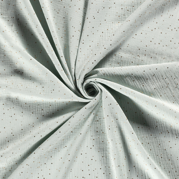 Muslin fabric Mint foiled 