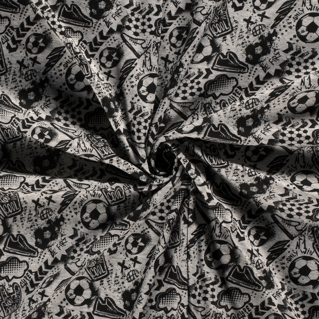 Alphen Fleece fabric Middle Grey printed 
