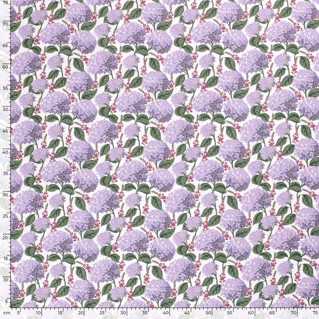 Cotton Poplin fabric Flowers Optical White