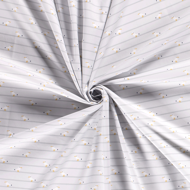 Cotton Poplin fabric Light Grey printed 
