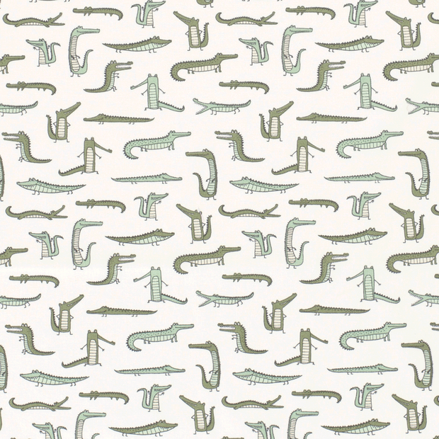 Cotton Poplin fabric Animals Off White