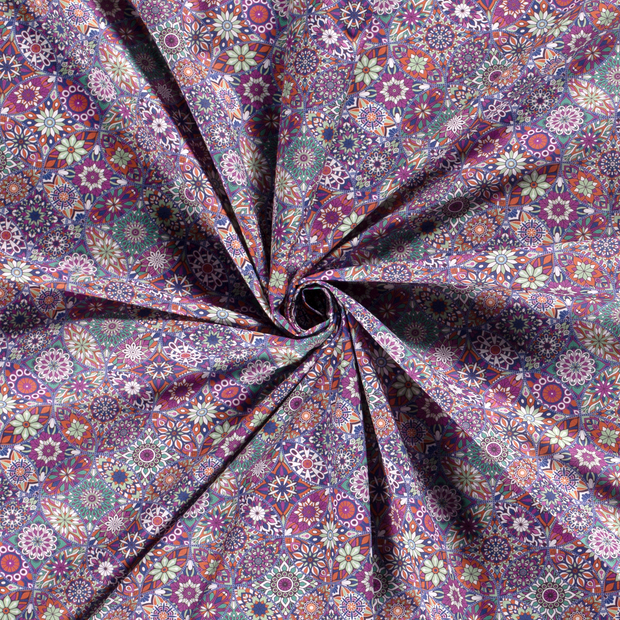 Cotton Poplin fabric Cobalt printed 