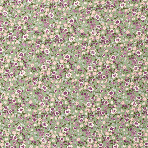 Borken Crepe tissu fleurs Menthe