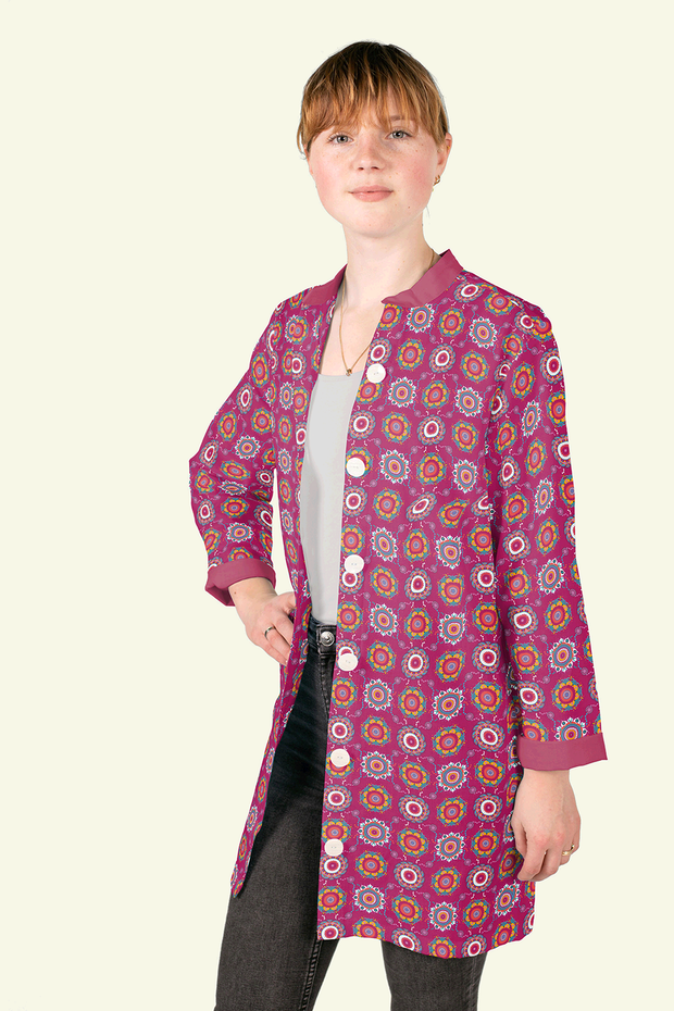 Cotton Poplin fabric Abstract Wine red