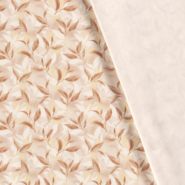 Panama BCI Cotton fabric Leaves digital printed 