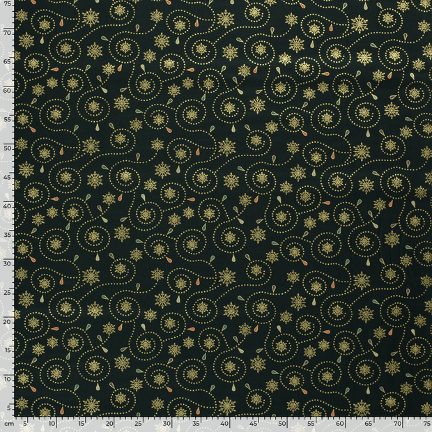 Cotton Poplin fabric Christmas Dark Green