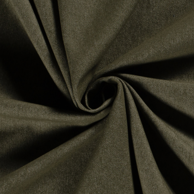 Denim Stretch fabric Unicolour Khaki Green
