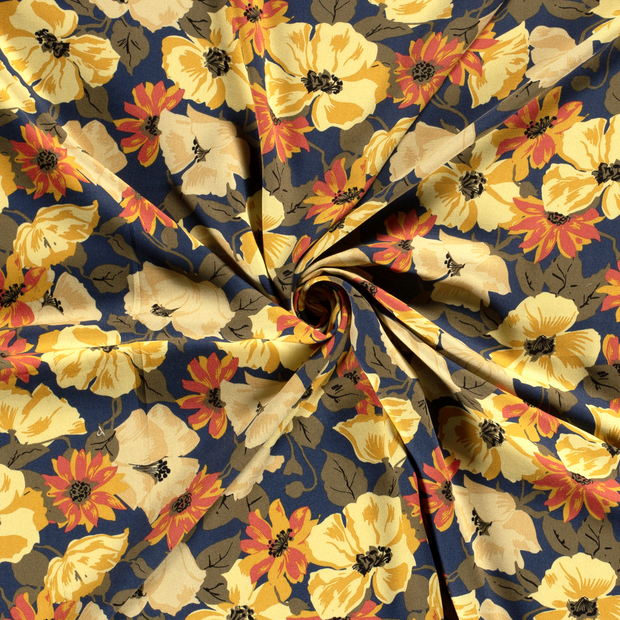 Viscose Twill fabric Indigo printed 