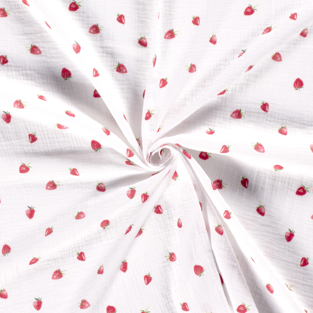 Muslin fabric White digital printed 