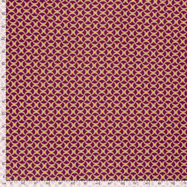 Viscose Poplin fabric Abstract Aubergine