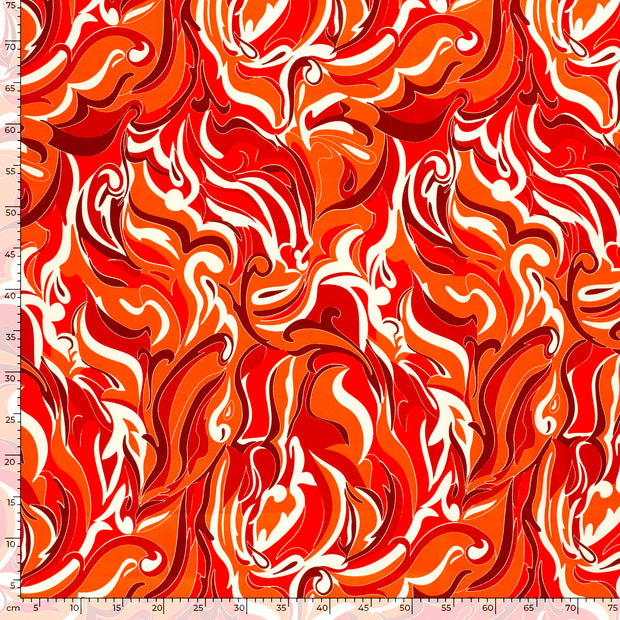 Cotton Satin fabric Abstract Orange