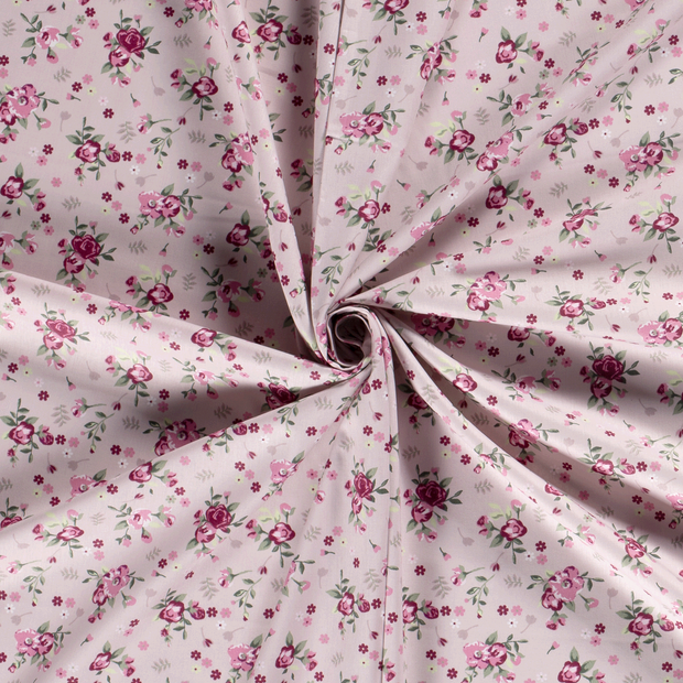 Cotton Poplin fabric Old Pink printed 