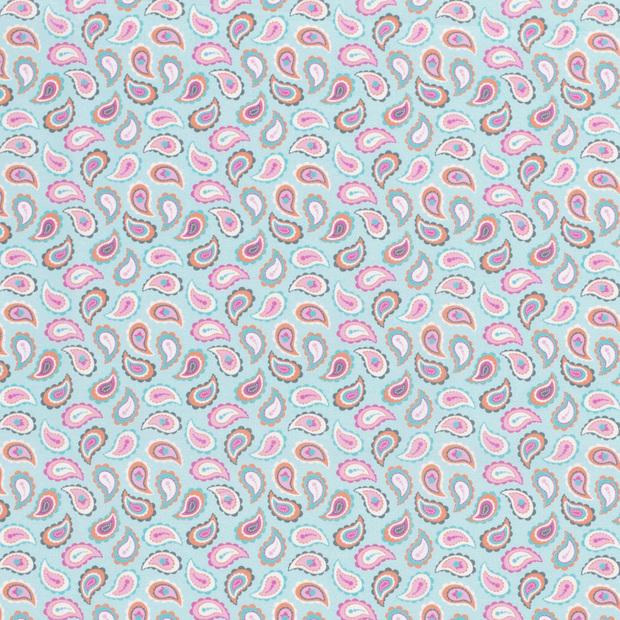 Cotton Poplin fabric Paisley Mint