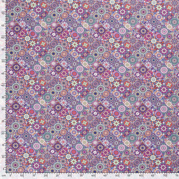 Cotton Poplin fabric Abstract Cobalt