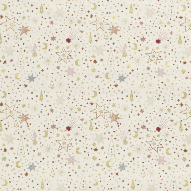 Cotton Poplin fabric Christmas Off White