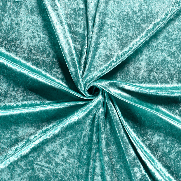 Velours tissu Turquoise froissé 