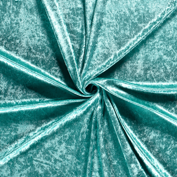 Velours stof Turquoise crushed 