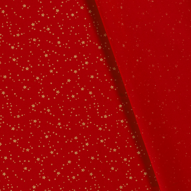 Cotton Poplin fabric Christmas stars printed and foil 