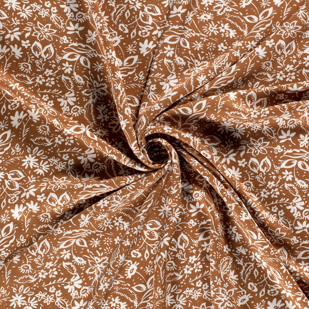 Viscose Twill fabric Brown printed 