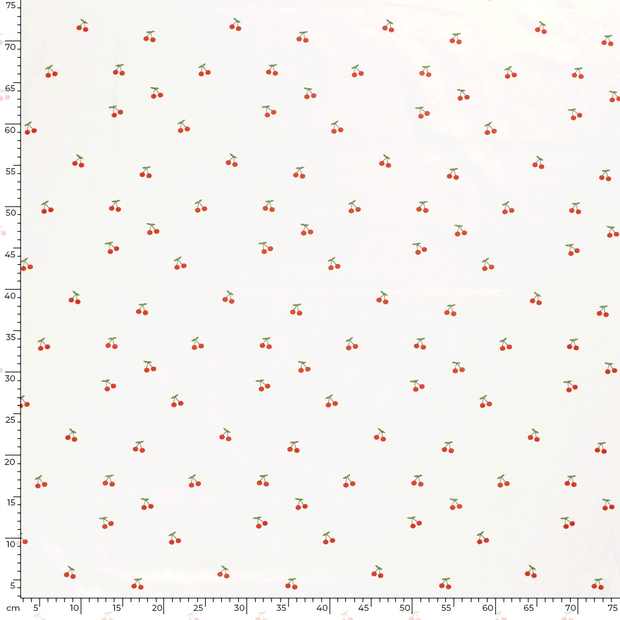 Cotton Poplin fabric Fruits Optical White