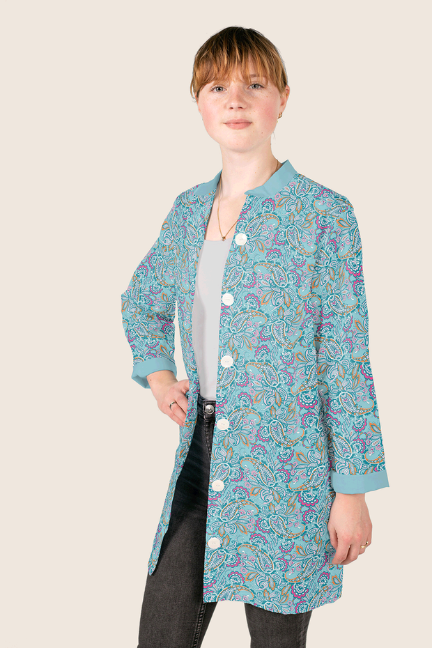Cotton Poplin fabric Paisley Mint