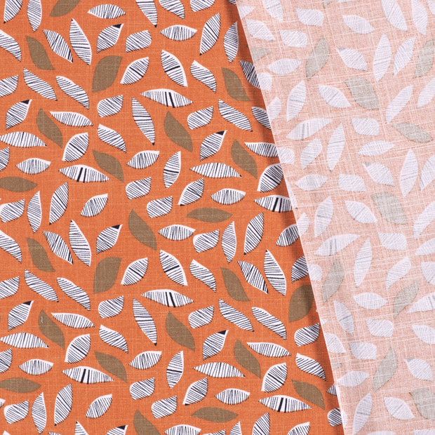Woven Viscose Stretch fabric Leaves printed 