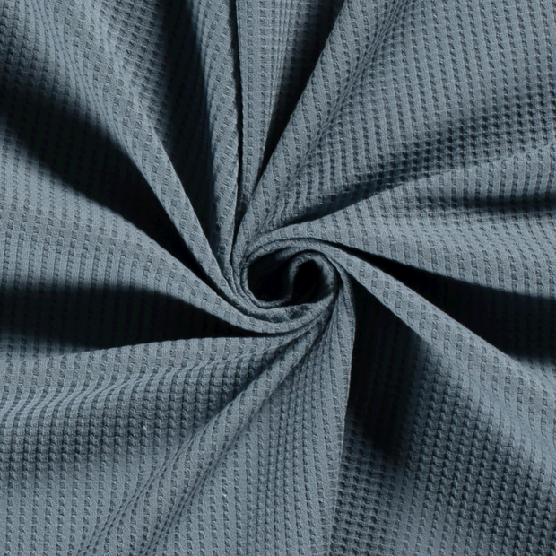 Gauffré Jersey tissu Unicolore Bleu acier