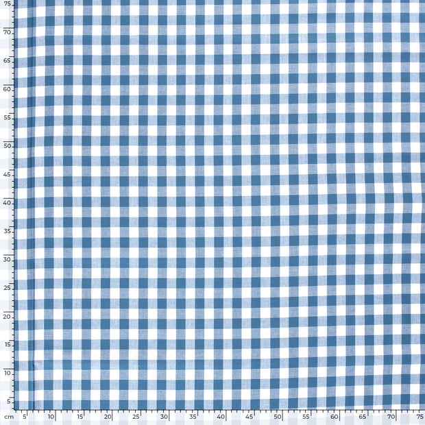 Cotton Poplin Yarn Dyed fabric Checks Indigo