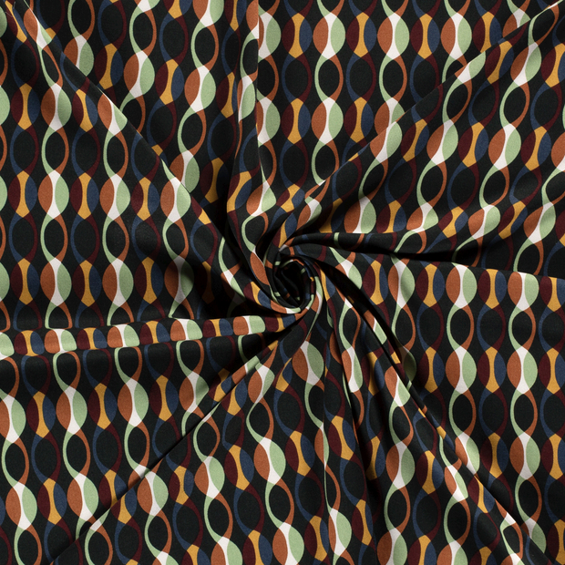 Viscose Twill fabric Dark Green printed 