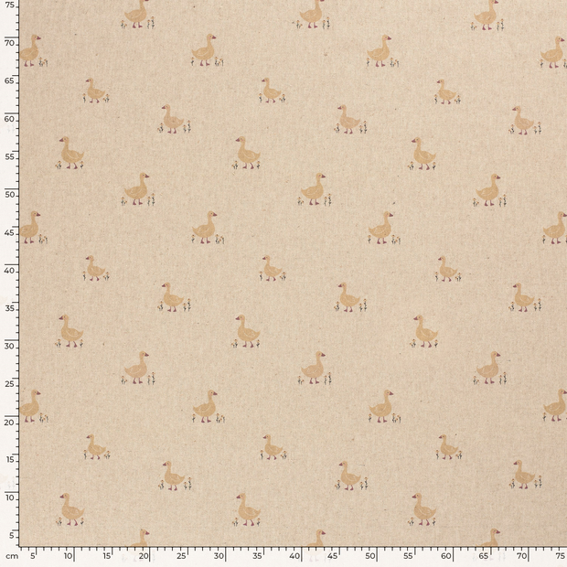 Panama fabric Birds Ivory