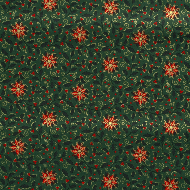 Cotton Poplin fabric Christmas Green