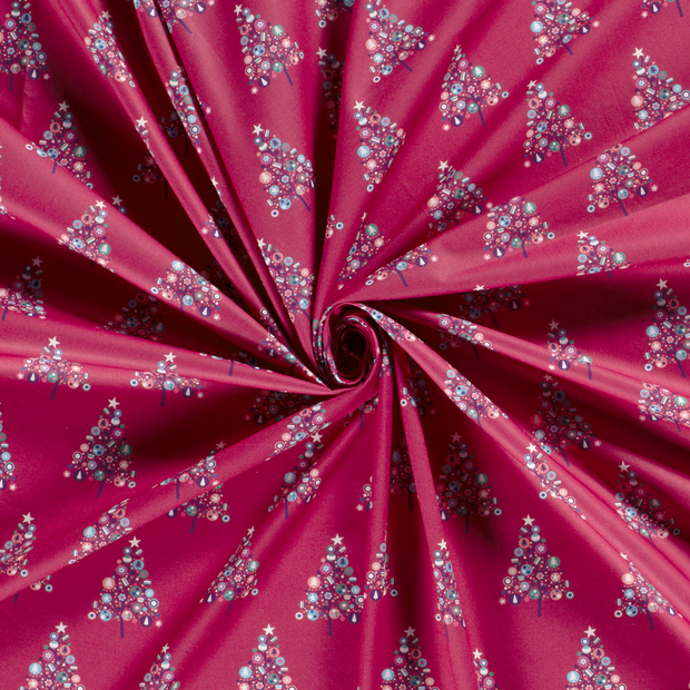 Cotton Poplin fabric Fuchsia printed 