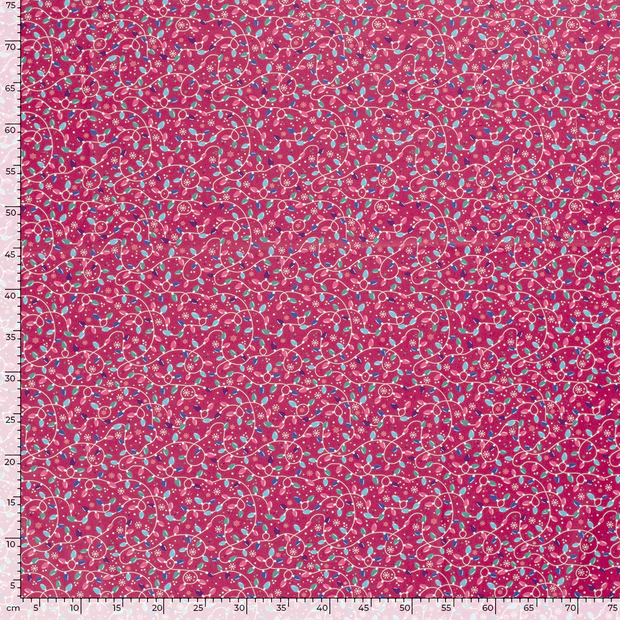 Cotton Poplin fabric Christmas ornaments Fuchsia