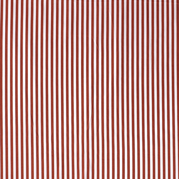 Cotton Poplin fabric Stripes Brique