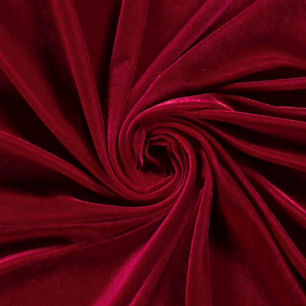 Velvet fabric Unicolour Dark Red