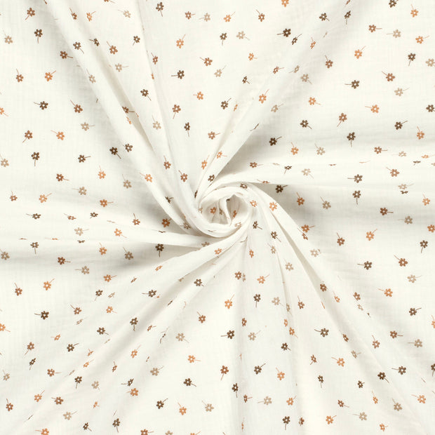 Mousseline stof Gebroken wit geverfd en geprint 