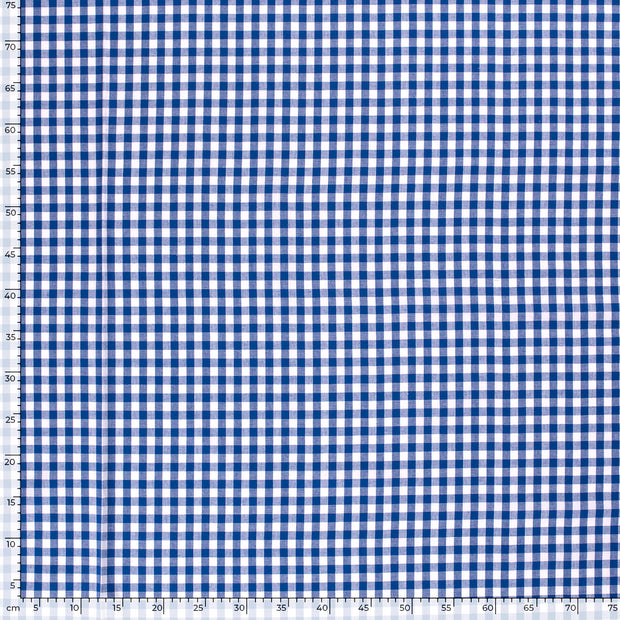 Cotton Poplin Yarn Dyed fabric Checks Cobalt