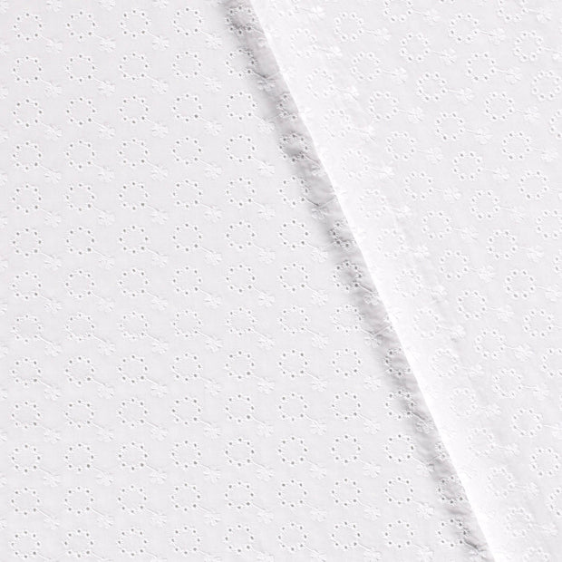 Popeline de Coton tissu fleurs Blanc