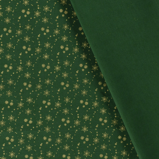 Cotton Poplin fabric Christmas stars printed and foil 