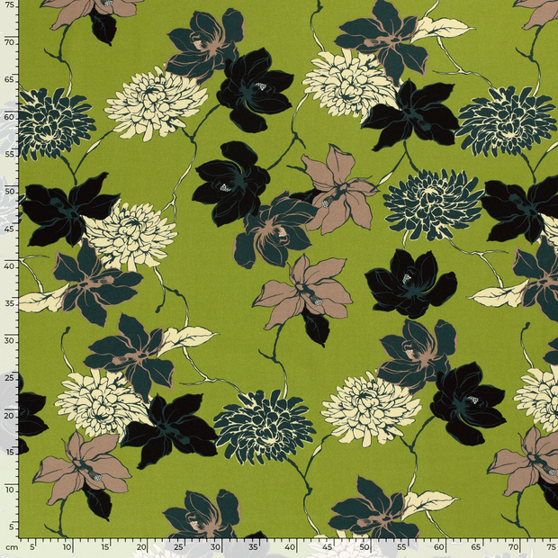 Viscose Twill fabric Plants Green