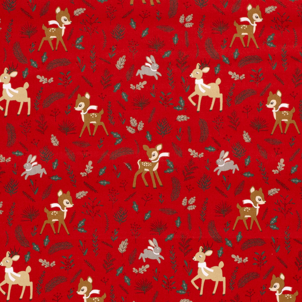 Cotton Poplin fabric Christmas Red