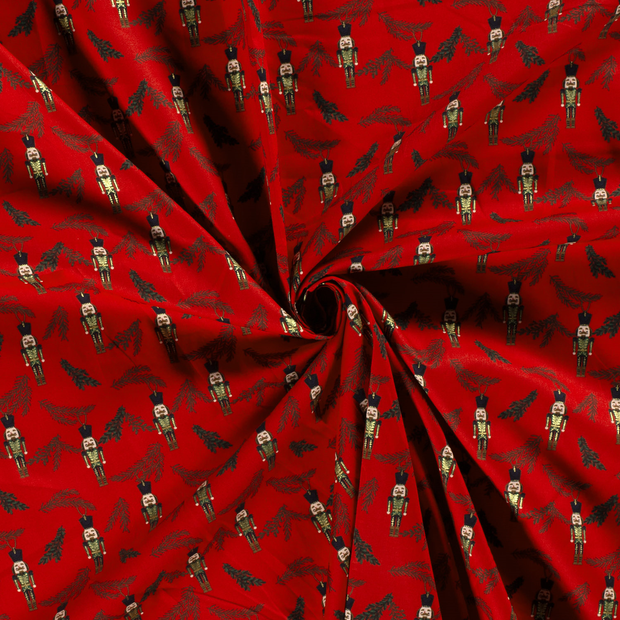 Cotton Poplin fabric Red printed and foil 