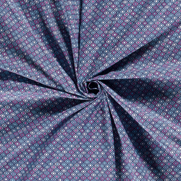 Cotton Poplin fabric Steel Blue printed 