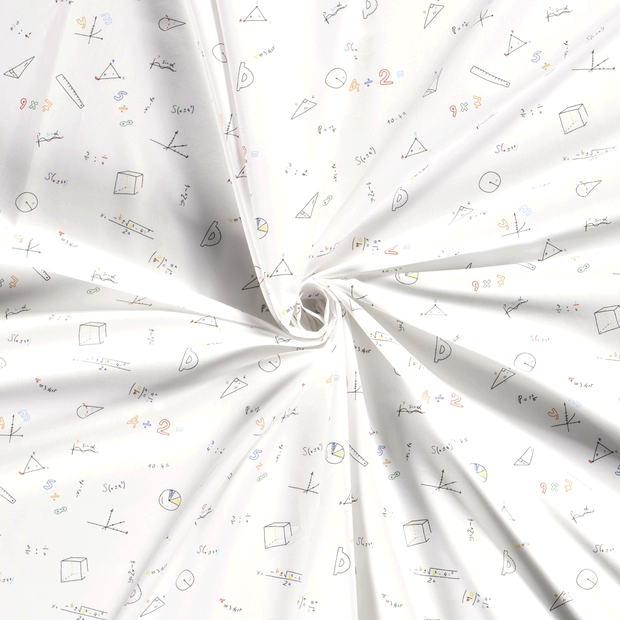Cotton Poplin fabric Optical White printed 