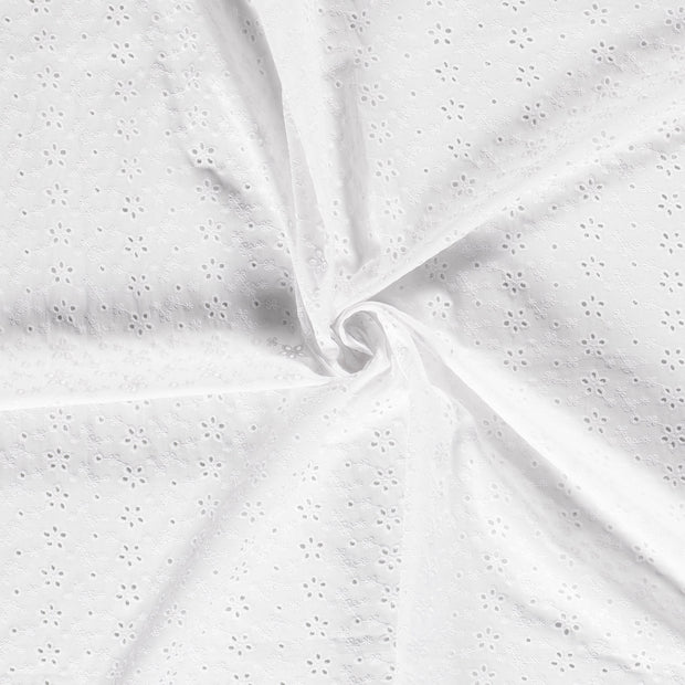 Cotton Poplin fabric White embroidered 
