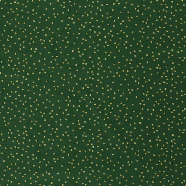 Cotton Poplin fabric Christmas dots Green