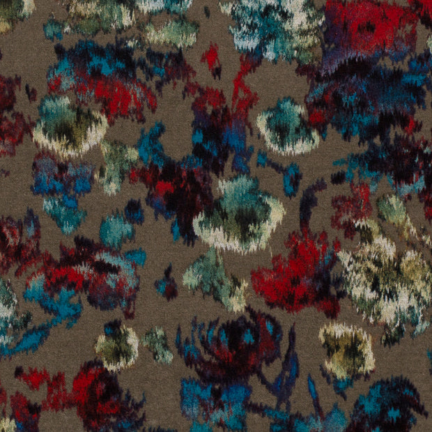 Poly Viscose Jersey fabric Abstract Taupe Grey