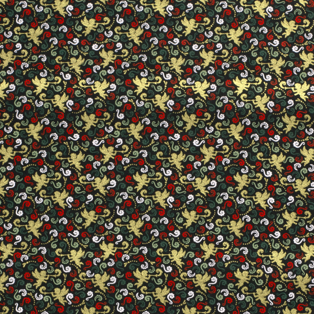 Cotton Poplin fabric Christmas Dark Green