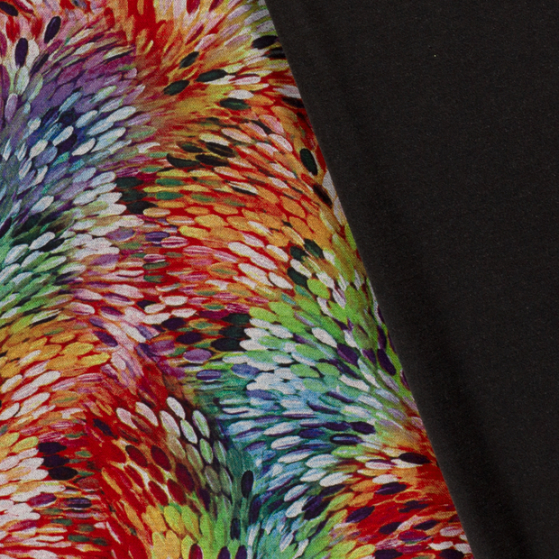Poly Viscose Jersey fabric Abstract discharge printed 